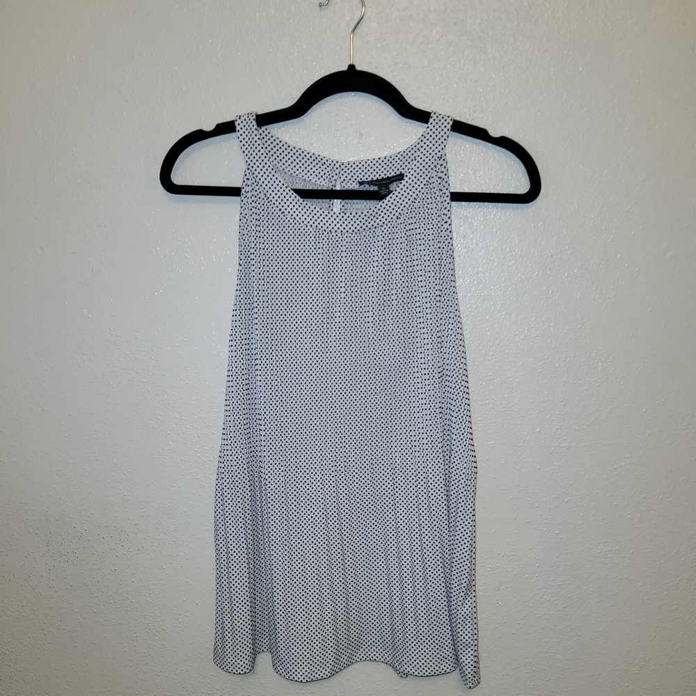 Adrianna Papell XL Pleated Black Polka Dot Sleeveless Shirt Tank Top Blouse NWT